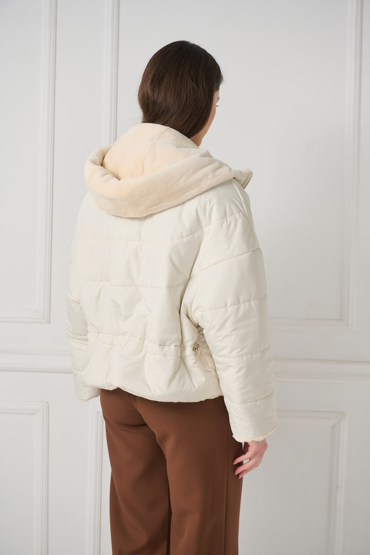 Двусторонняя куртка из стриженой норки с капюшоном