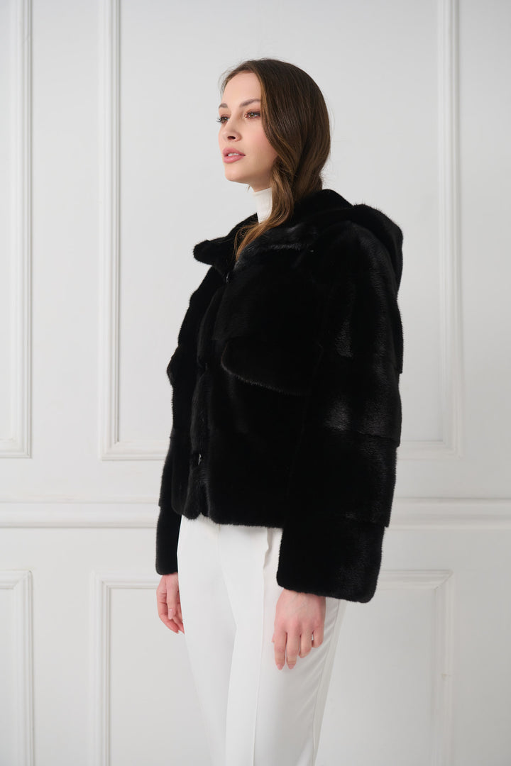 Mink Fur Jacket with Hood