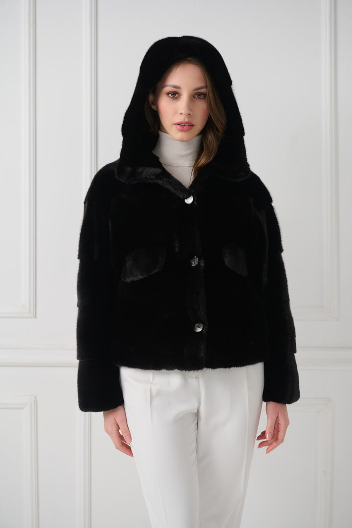 Mink Fur Jacket with Hood