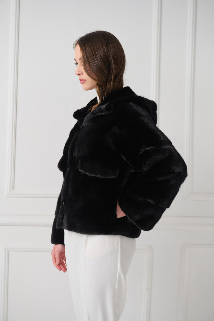 Mink Fur Jacket with Hood