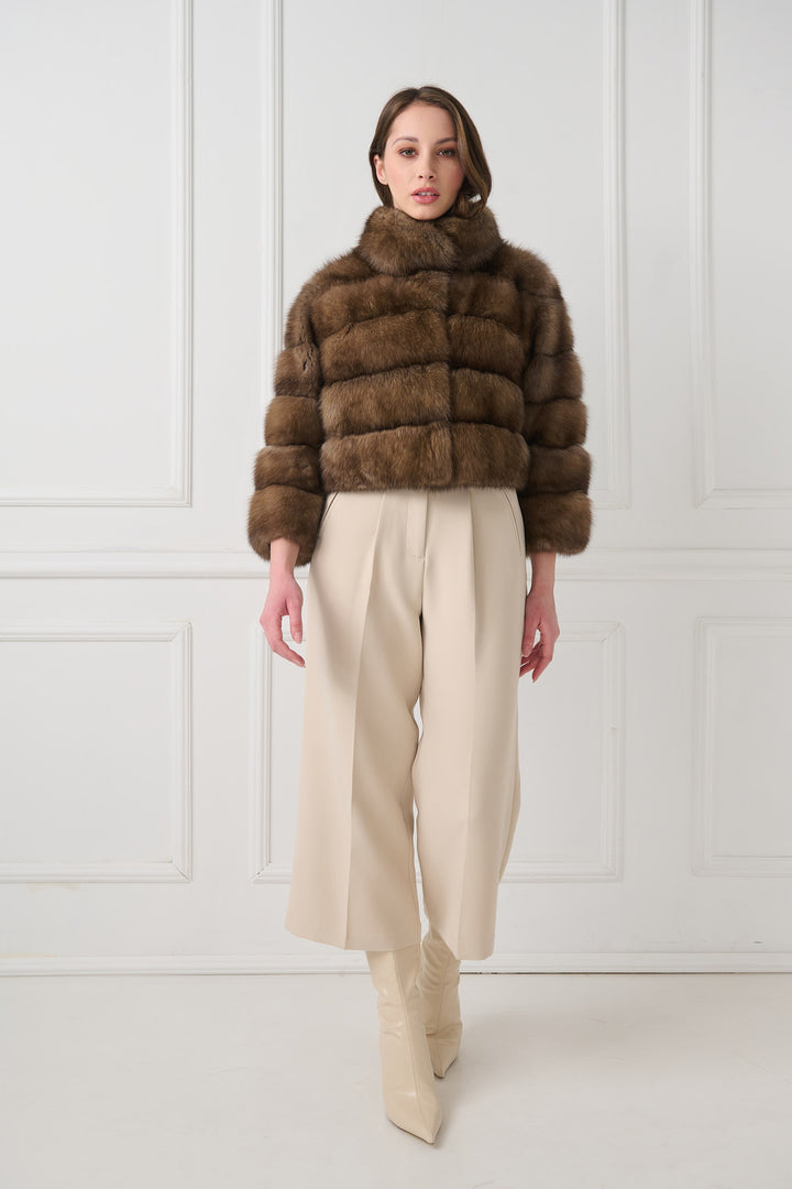 Cropped Sable Fur Jacket