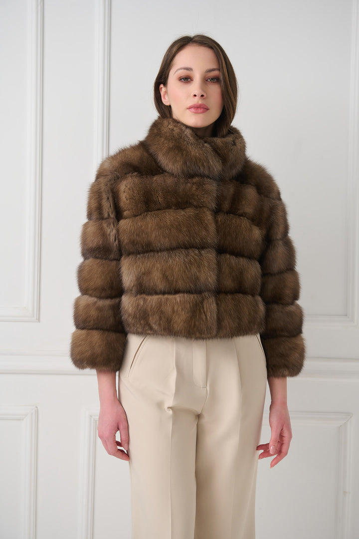 Cropped Sable Fur Jacket