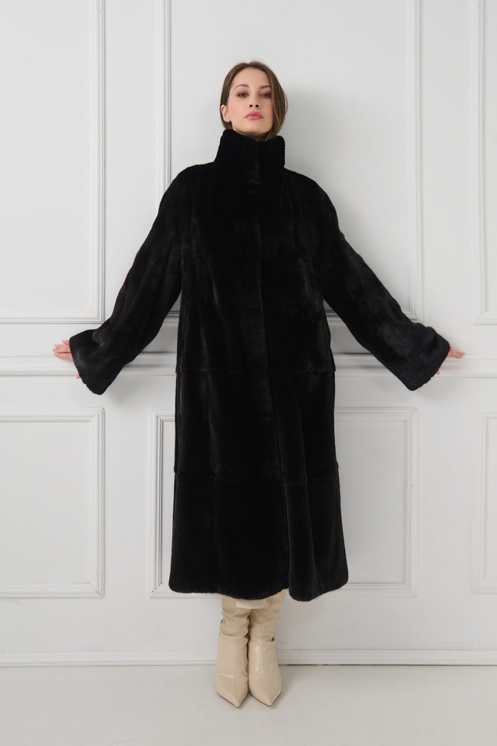 Full-Length Mink Fur Coat with Collar