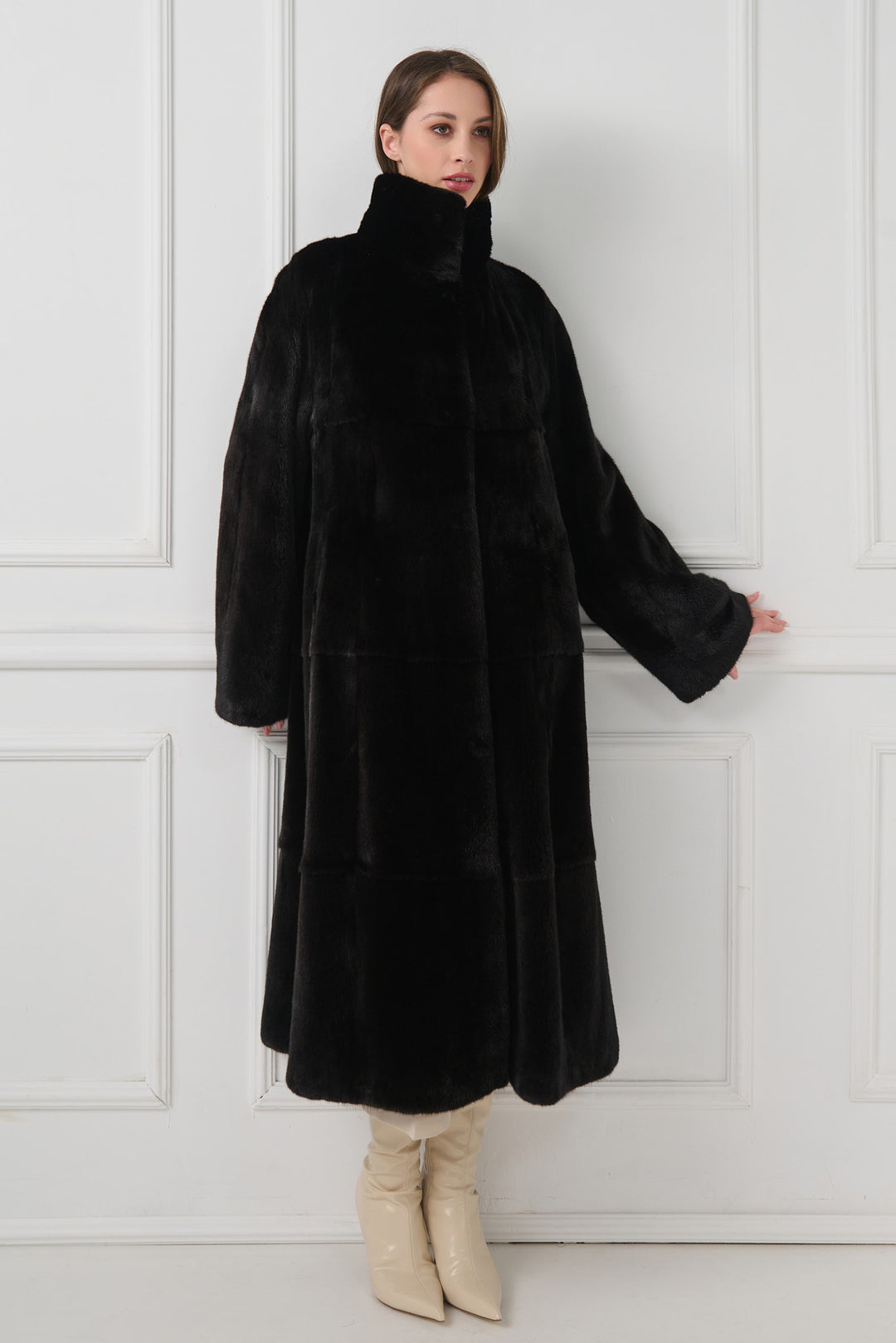 Full-Length Mink Fur Coat with Collar