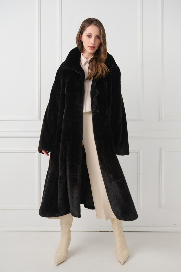 Full-Length Mink Fur Coat with Collar