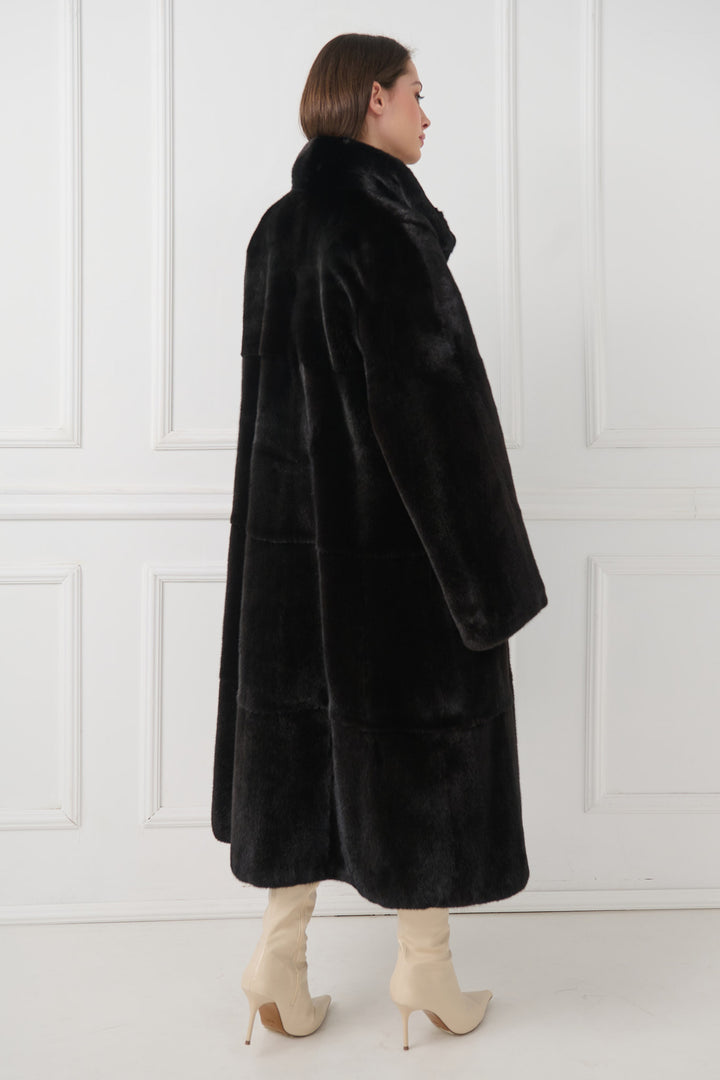Full-Length Mink Fur Coat with Collar