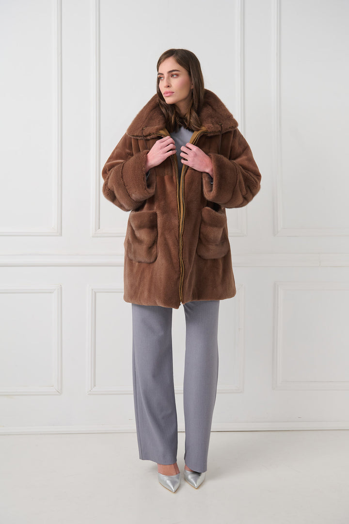 Veste réversible en vison rasé