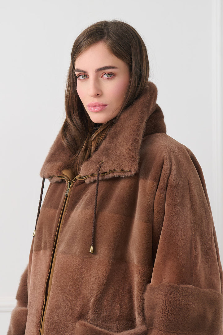 Veste réversible en vison rasé