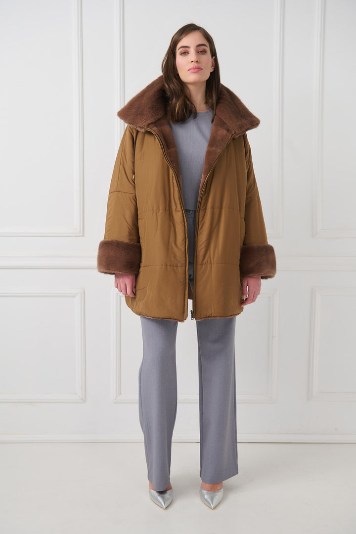 Veste réversible en vison rasé