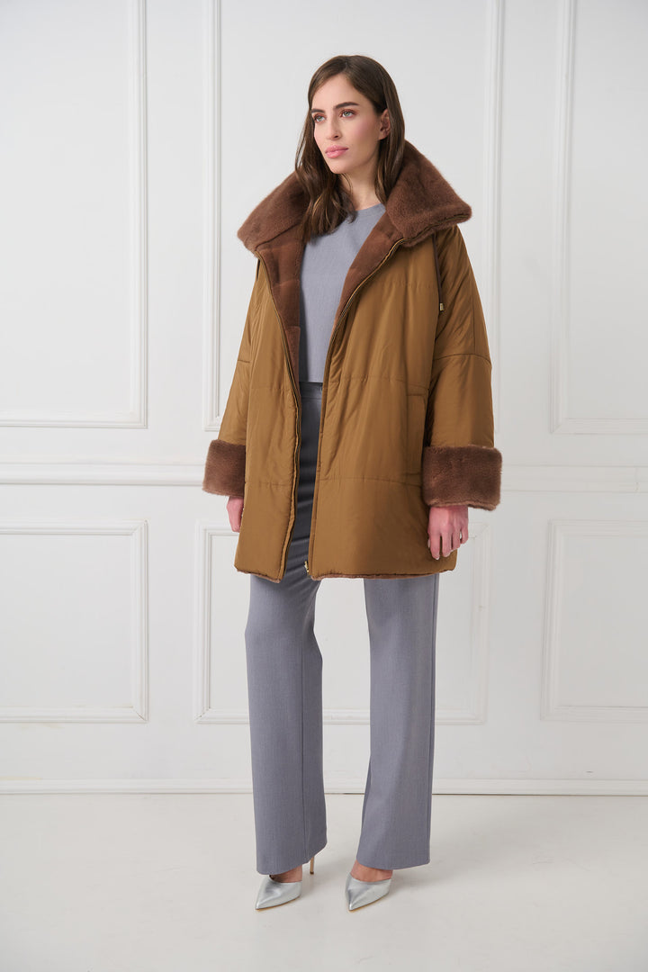 Veste réversible en vison rasé