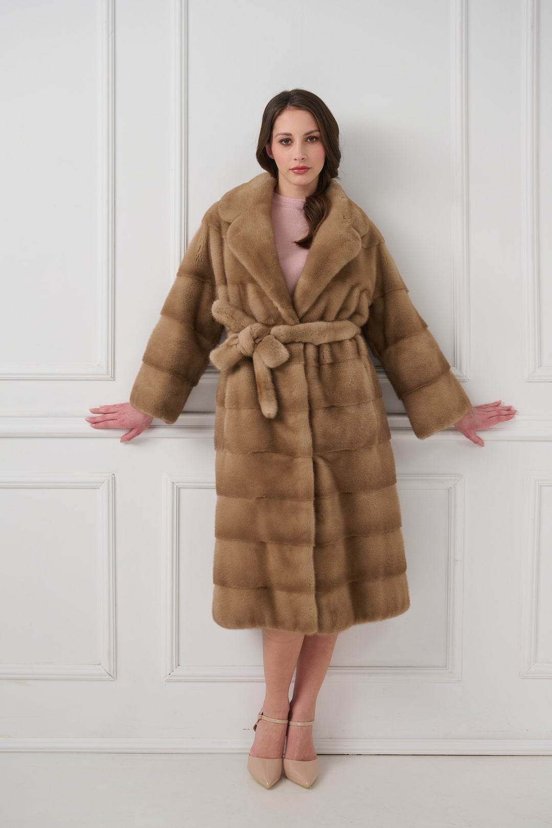 Mink coat with english lapels