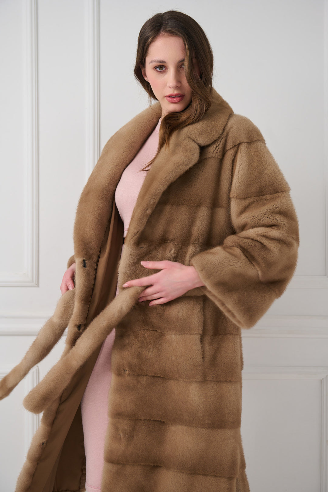 Mink coat with english lapels