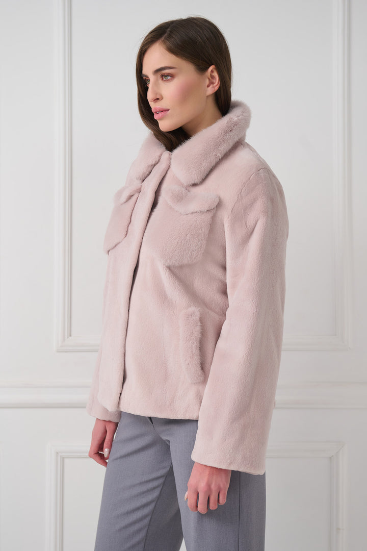 Jacke aus geschorenem Nerz mit edlen Pelzakzenten