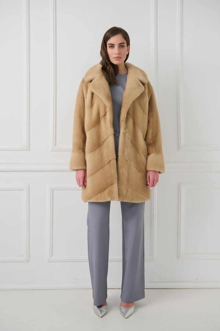 Mink Fur Coat with English Collar