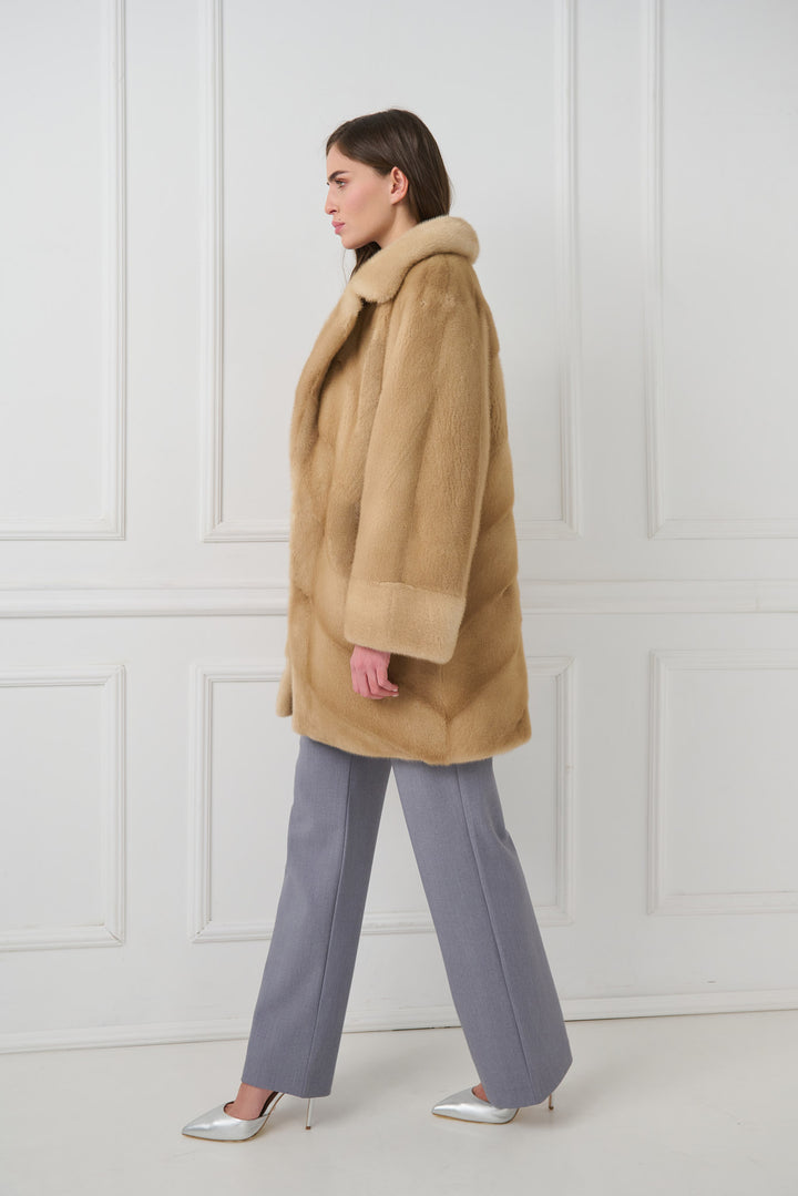 Mink Fur Coat with English Collar