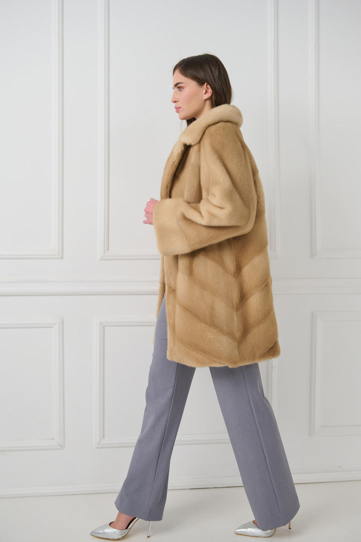 Mink Fur Coat with English Collar
