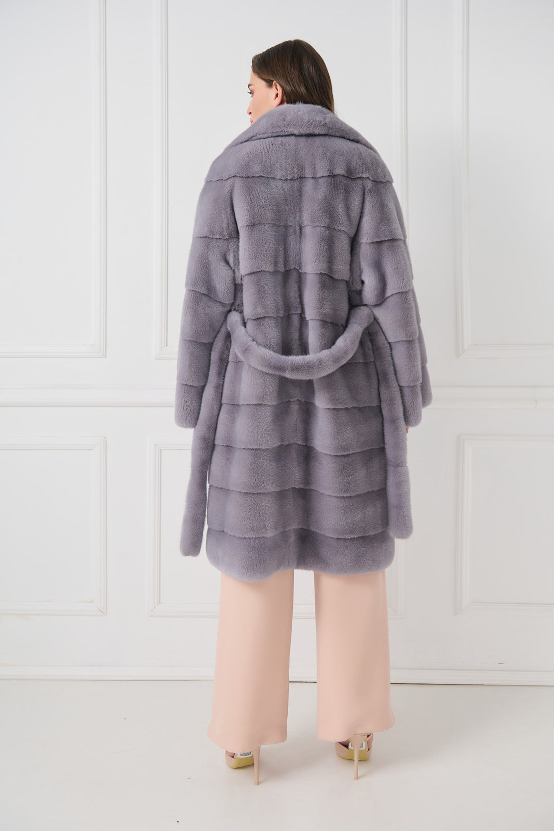 Midi mink coat with english lapels