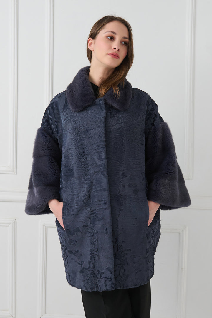 Persischer Lammfellmantel mit Nerzdetails