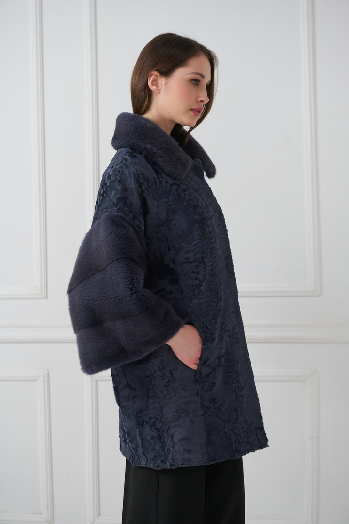 Persischer Lammfellmantel mit Nerzdetails