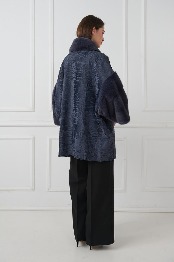 Persischer Lammfellmantel mit Nerzdetails