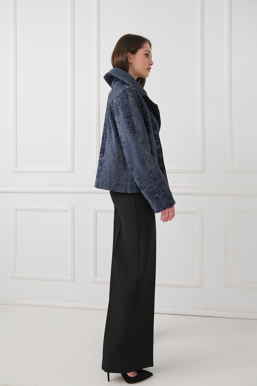 Giacca da motociclista corta in agnello persiano