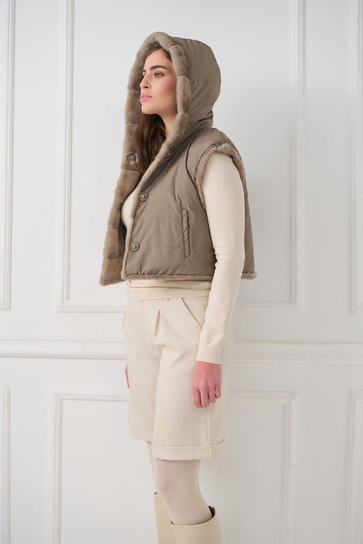 Reversible Cropped Mink Fur Vest