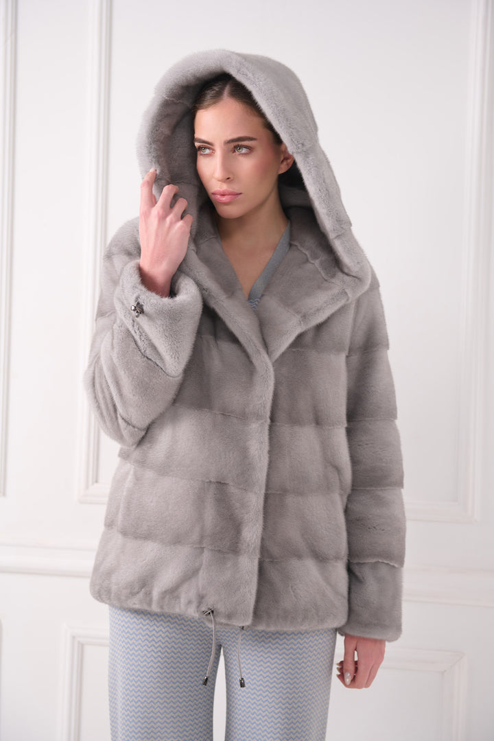 Kapuzenjacke aus Nerzpelz