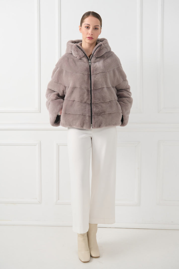 Veste à capuche en vison