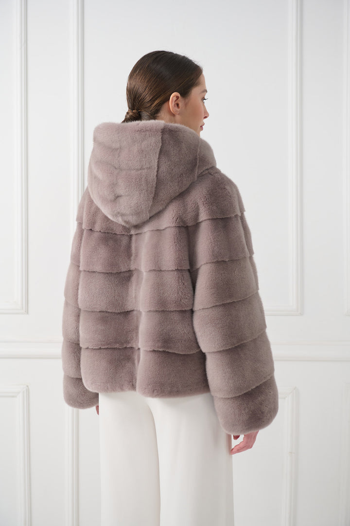 Veste à capuche en vison