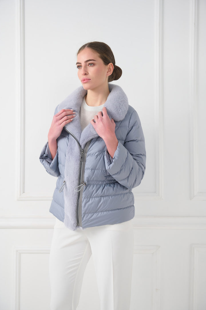 Short down jacket with mink