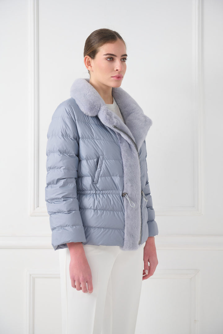 Short down jacket with mink