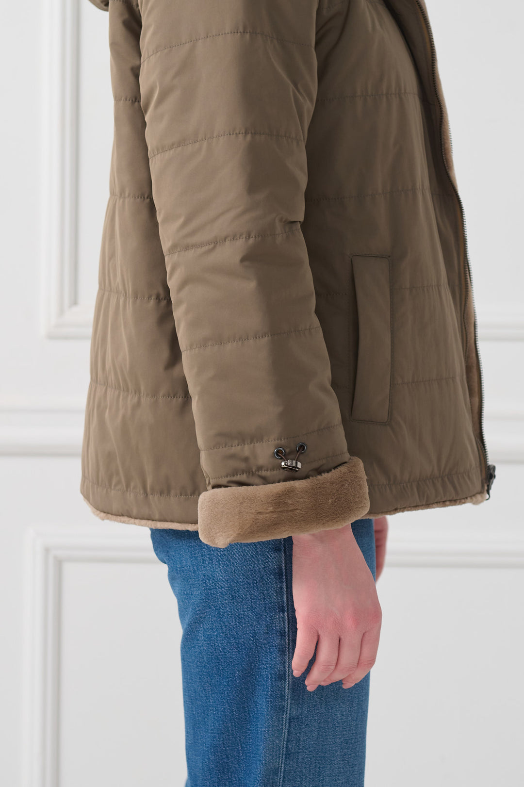 Двусторонняя куртка из стриженой норки с капюшоном