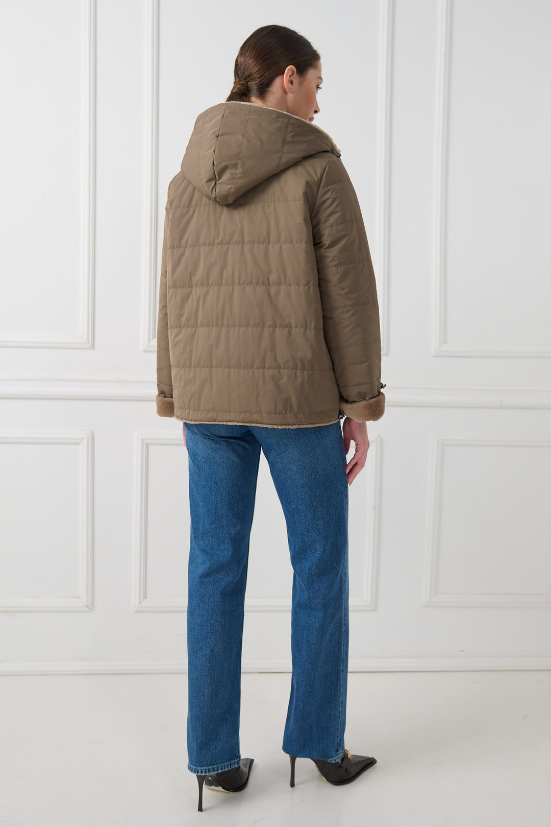 Двусторонняя куртка из стриженой норки с капюшоном