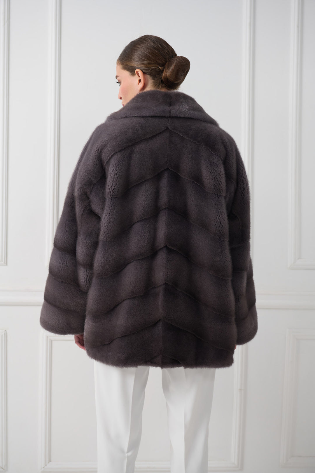 Giacca in Visone a Motivo Chevron