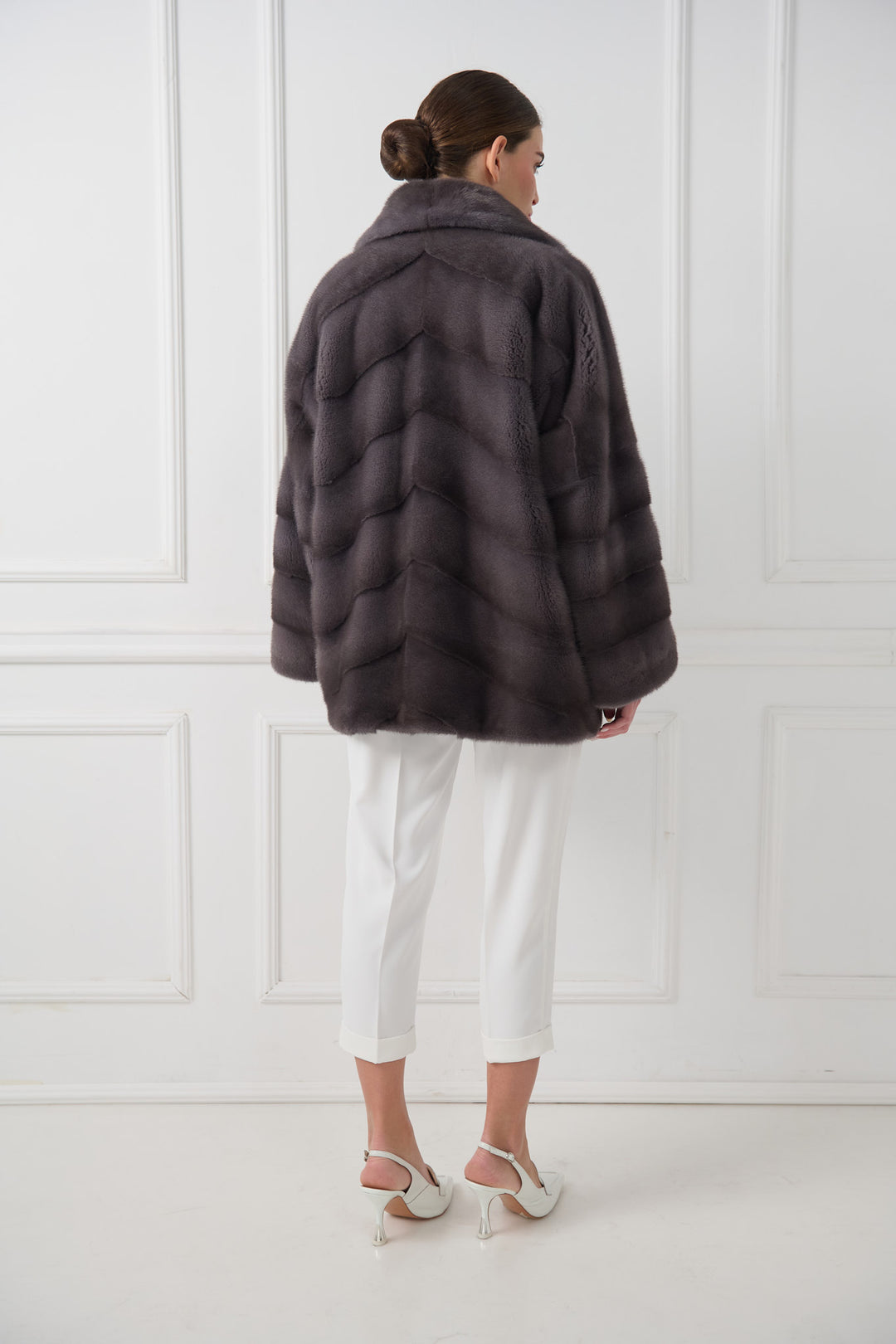 Giacca in Visone a Motivo Chevron