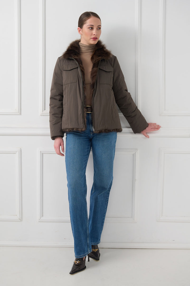 Giacca sofisticata in zibellino reversibile