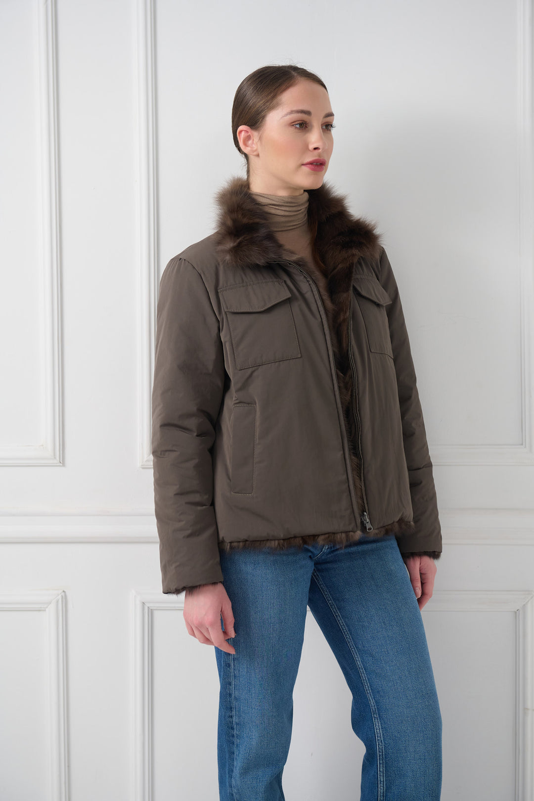 Giacca sofisticata in zibellino reversibile