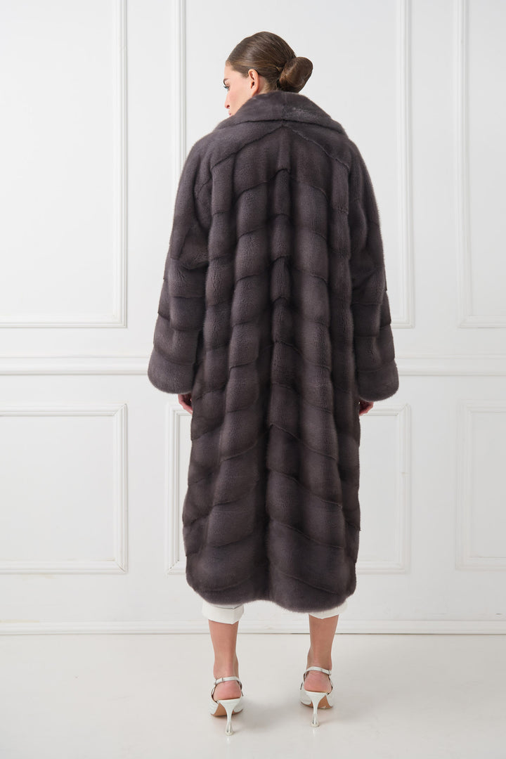 Cappotto in visone a chevron scolpito