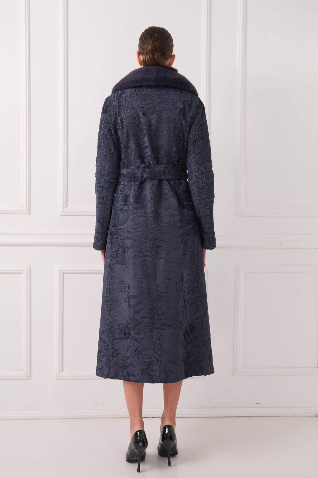 Long Persian Lamb Coat with Mink Collar