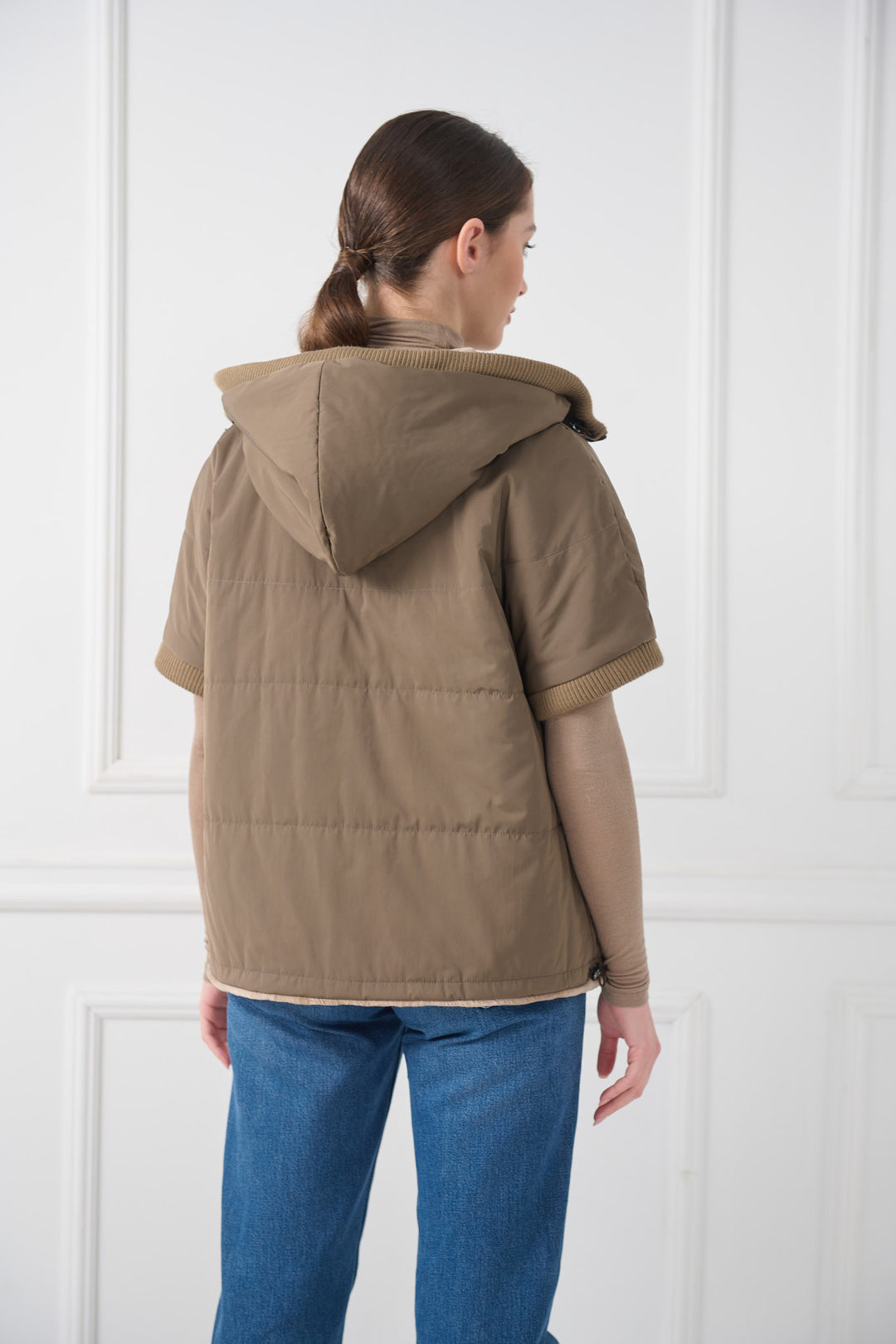 Giacca reversibile con cappuccio in visone tosato