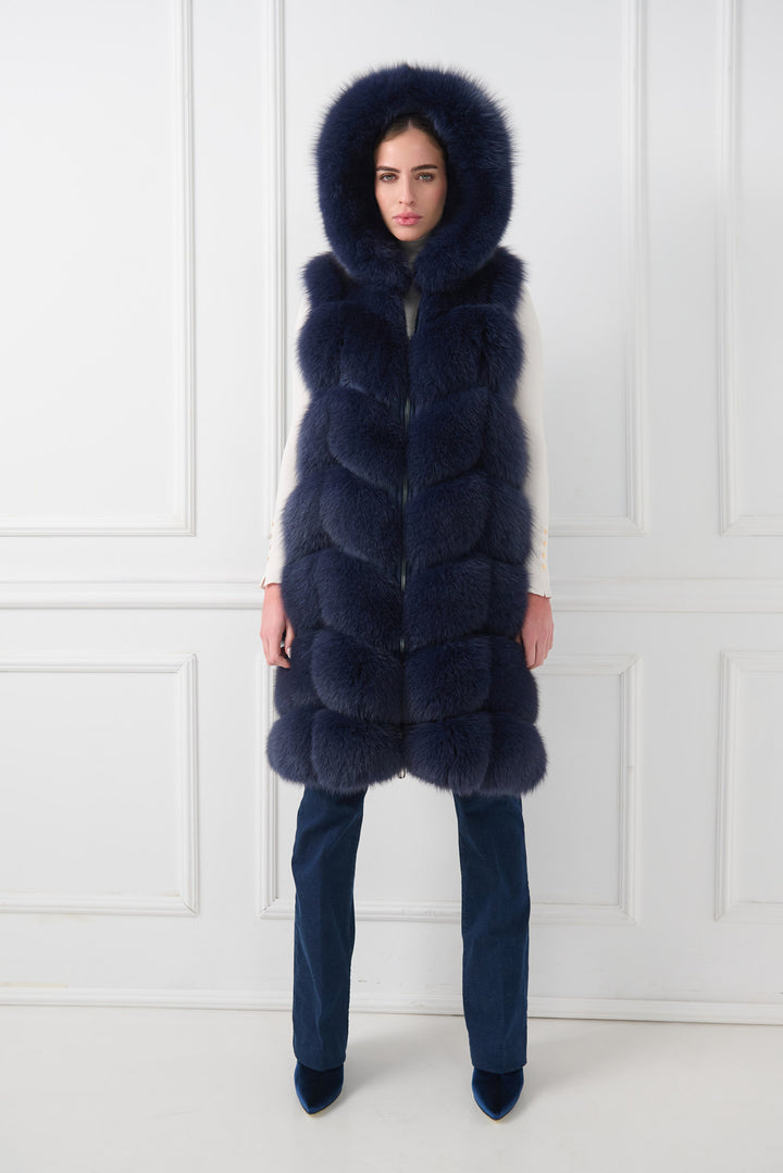 Gilet Down Fox con cappuccio
