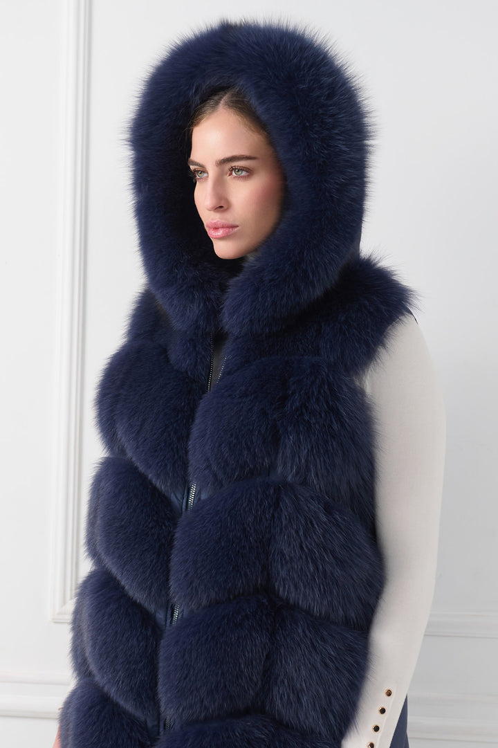 Gilet Down Fox con cappuccio