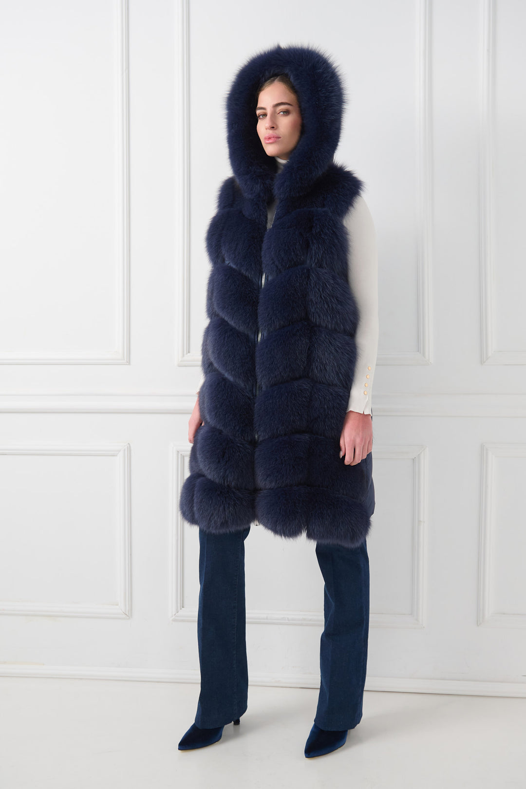 Gilet Down Fox con cappuccio