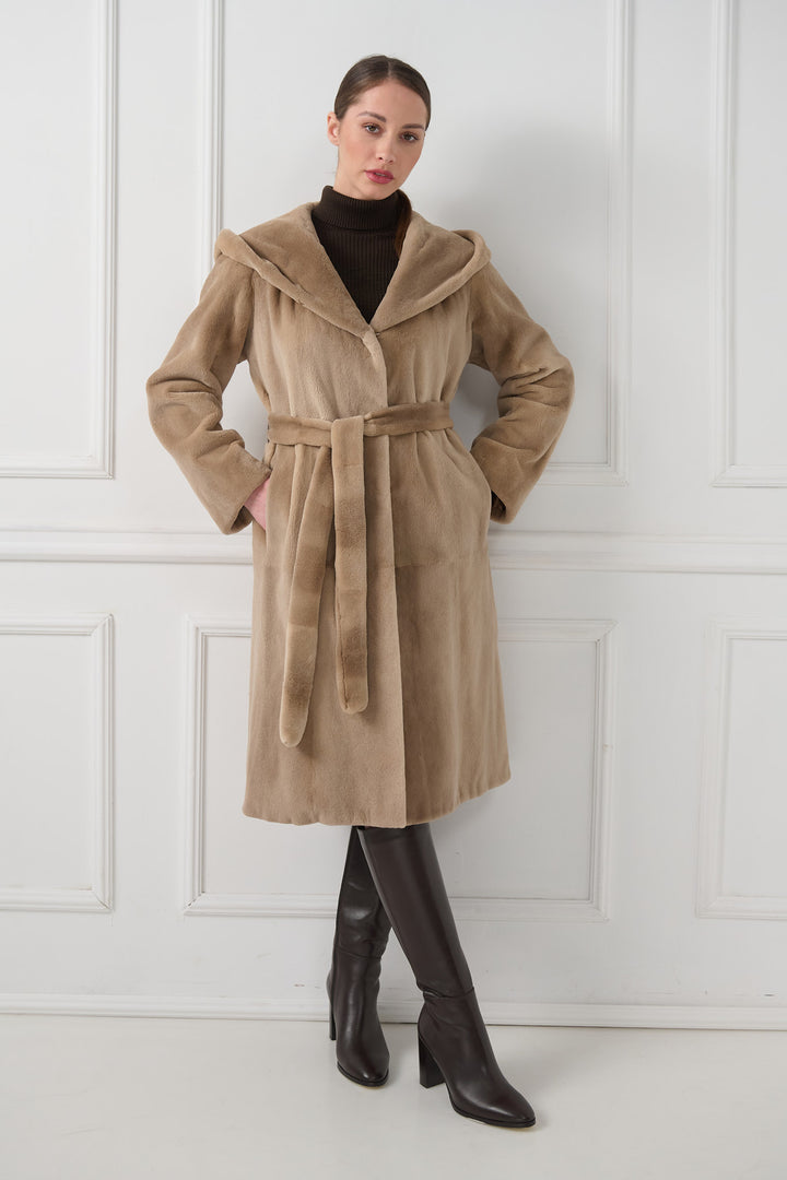 Hooded Sheared Mink Coat