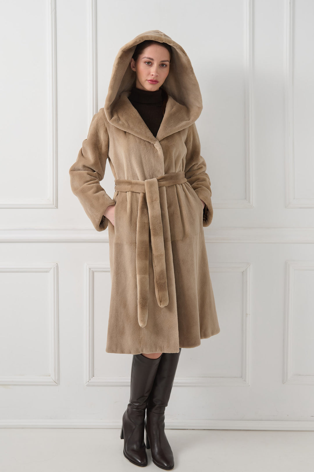 Hooded Sheared Mink Coat