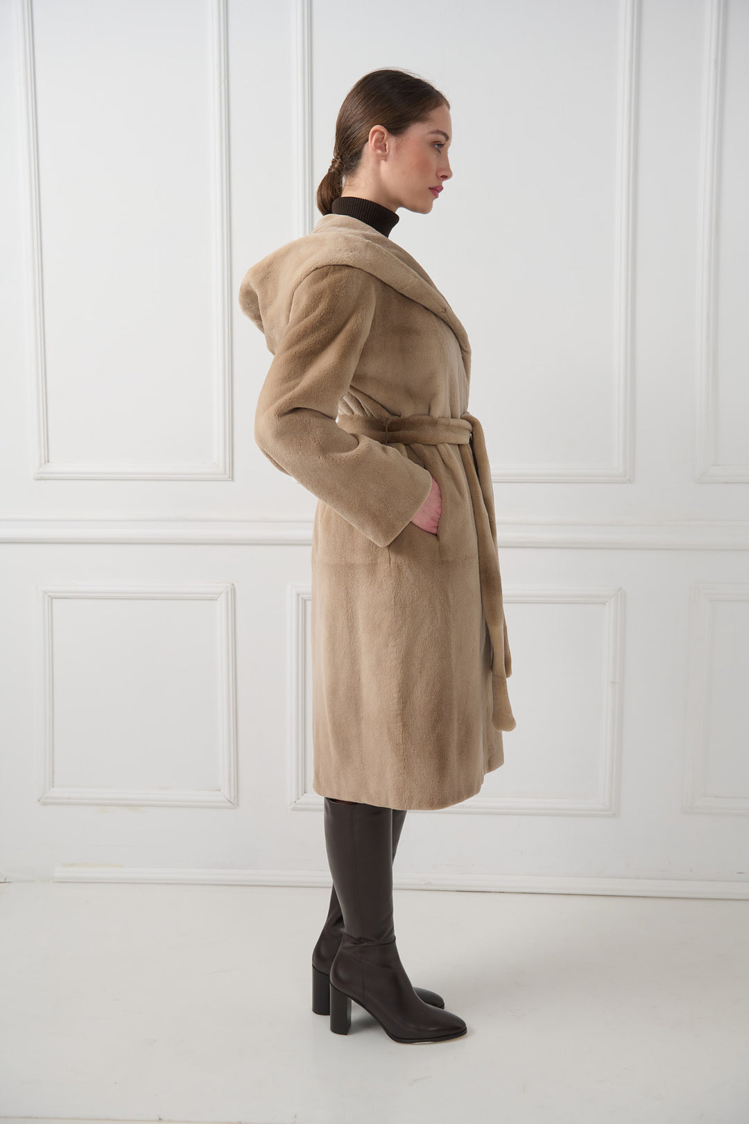 Hooded Sheared Mink Coat