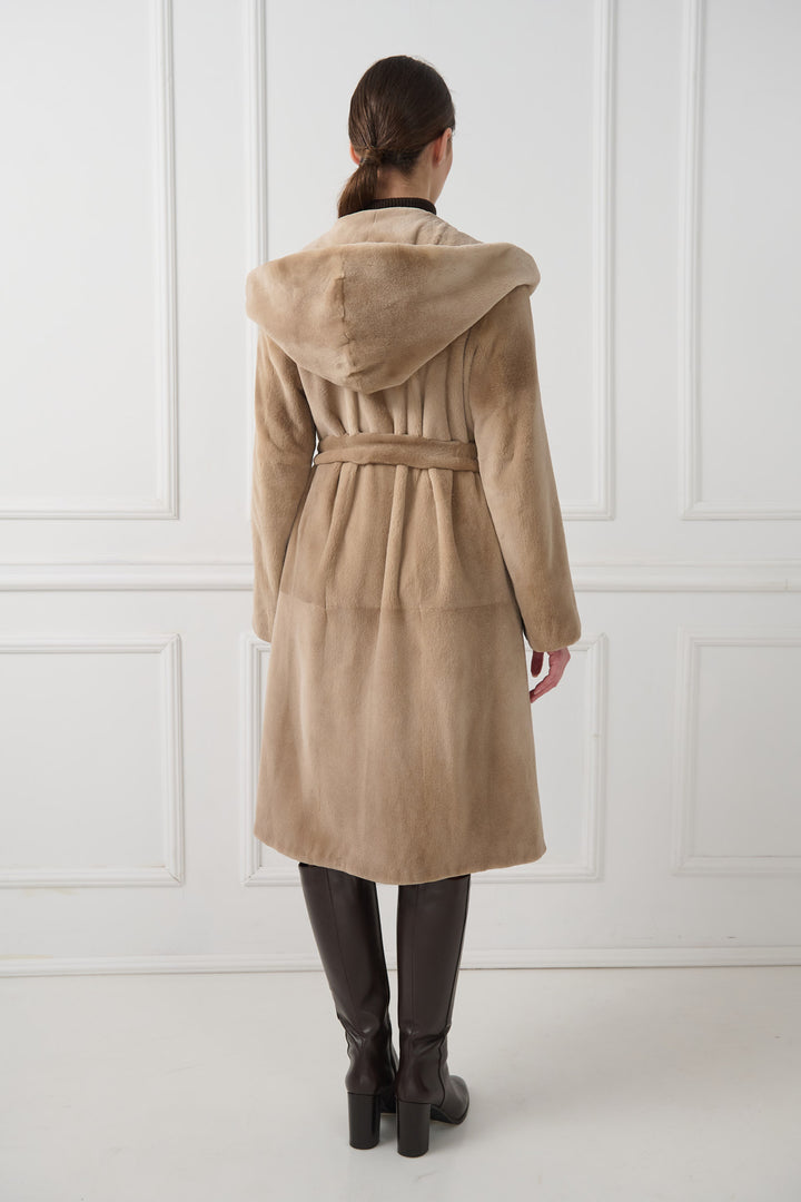 Hooded Sheared Mink Coat