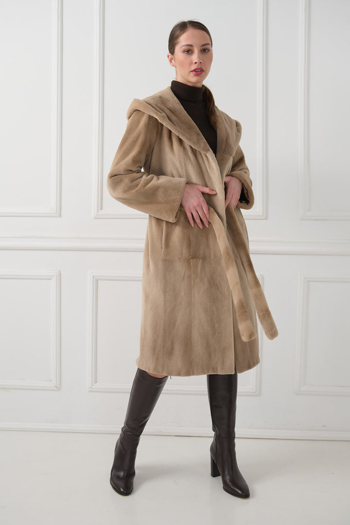 Hooded Sheared Mink Coat
