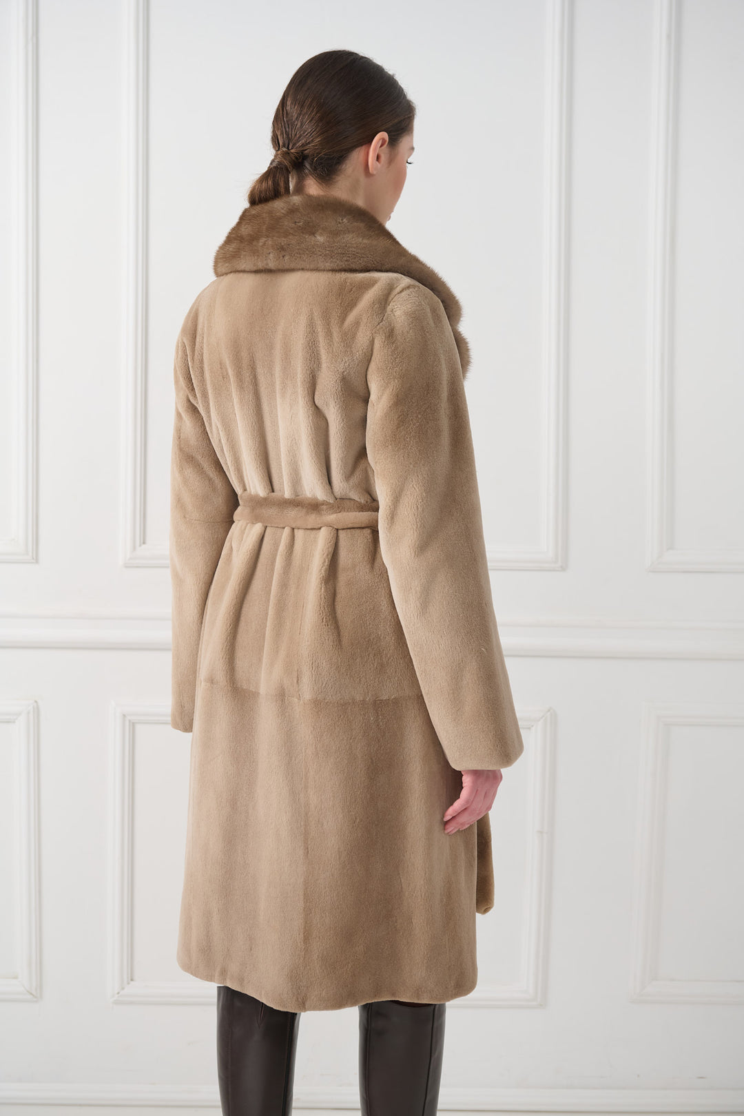 Manteau en vison ceinturé