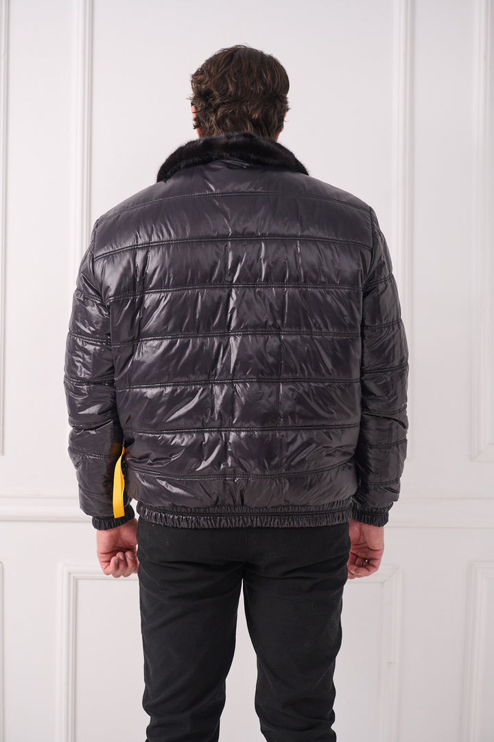 Veste aviateur réversible en vison pour homme